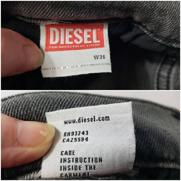 Diesel Button Fly Men's Distressed / Faded Black / Grey Jeans Sz. 36 Waist - Picture 4 of 7